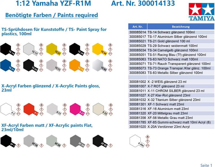 Actual product image Tamiya Yamaha YZF-R1M