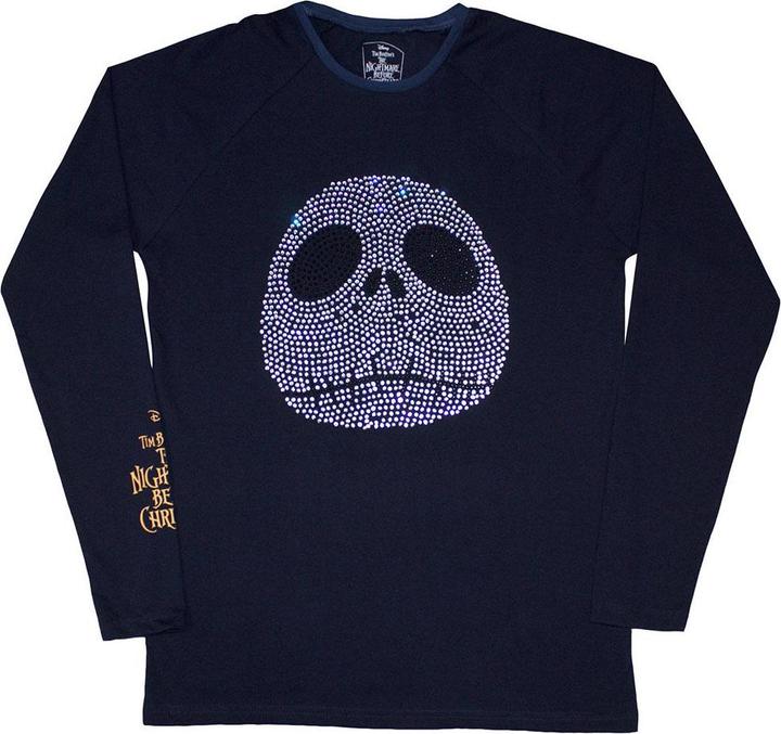 Actual product image The Nightmare Before Christmas Unisex Adult Jack Skellington Rhinestone Long-Sleeved T-Shirt (XXL)