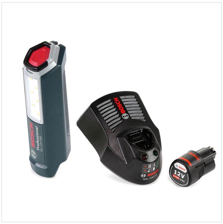 Actual product image Bosch Professional GLI 12V-300 Battery Lamp + 1x GBA 12V 2.0 Ah Battery + GAL 1230 Charger (300 lm)