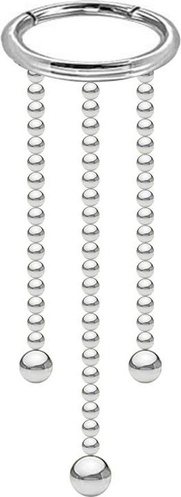 Star Piercing Micro Segmentring klappbar silber Anhänger drei Kugelketten mit Kugel (Chirurgenstahl 316L, ohne Messing)