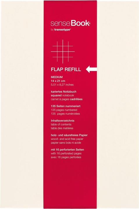 Actual product image Transotype senseBook FLAP REFILL (A5, Checked, Hardcover)