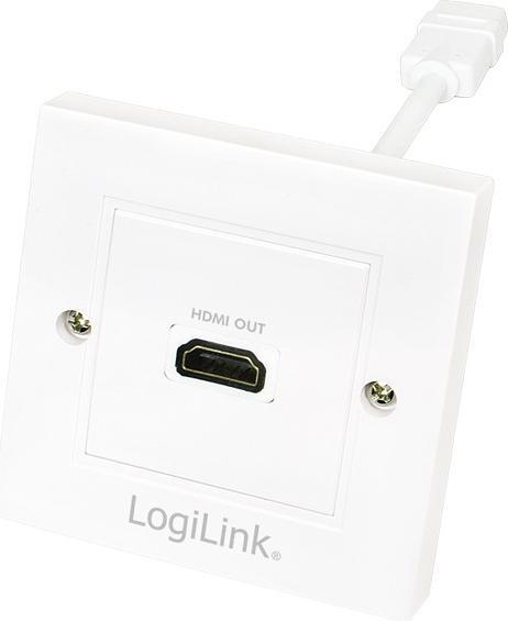 Productafbeelding LogiLink HDMI wandcontactdoos met 1x HDMI aansluiting (0.07 m, HDMI)