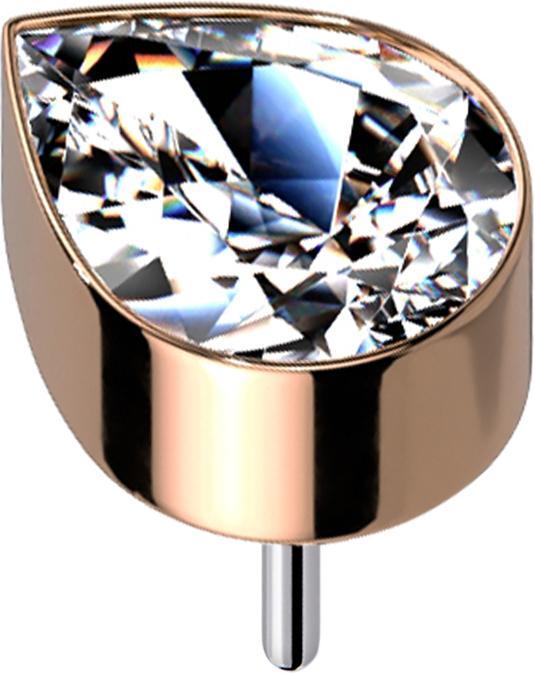 Star Piercing Threadless rosegold mit Tropfen Kristall silber (Titan G23, ohne Messing)