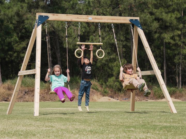 Actual product image Axi Maya wooden double swing with trapeze Brown