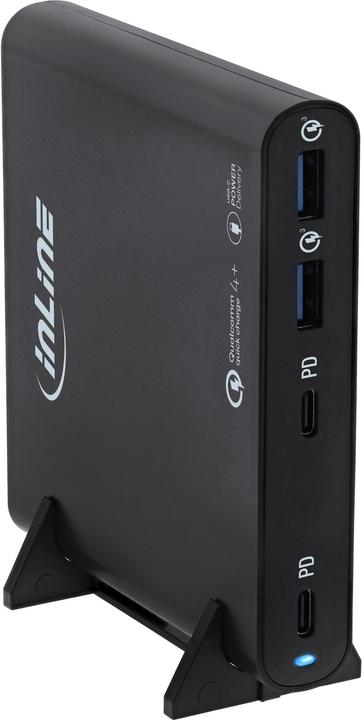 InLine USB Netzteil, GaN Ladegerät, 4-Port, Dual USB-C + Dual USB-A, 120W, schwarz (120 W)