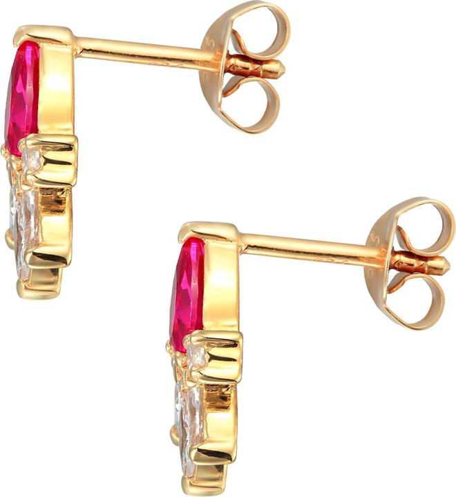 Actual product image Elli Earrings cubic zirconia synthetic ruby 925 silver (925 Sterling silver, Synthetic ruby, Zirconia)