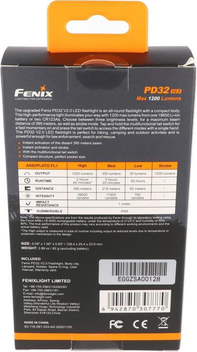Produktbild Fenix Taschenlampe PD32 2016 Cree XP-L HI LED Taschenlampe mit bis zu (12.95 cm, 1200 lm)