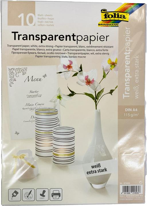 Immagine prodotto Folia Carta trasparente extra forte bianca (115 g/m², A4, 10 x)
