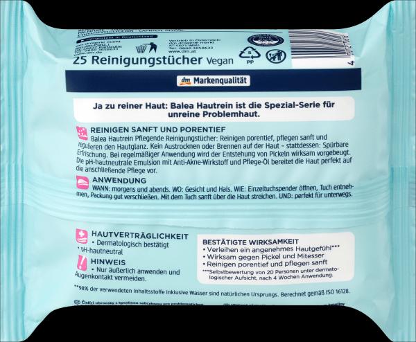 Actual product image dm Balea Skin Clean Nourishing Cleansing Wipes (Cleaning cloths)