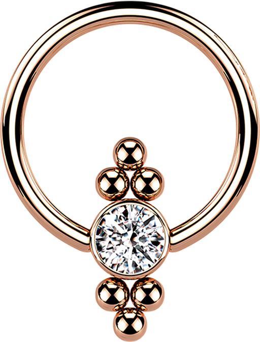 Image du produit Star Piercing Ball Closure anneau or rose disque de cristal et de boules (Acier chirurgical 316L)