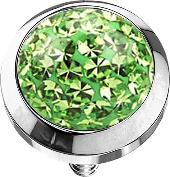Produktbild Star Piercing Dermal Anchor Kristall Kuppel hellgrün Epoxy Schutzschicht (ohne Messing, Chirurgenstahl 316L)