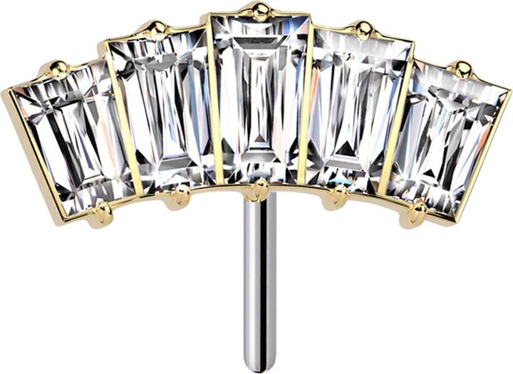 Star Piercing Threadless vergoldet fünf Baguette Kristalle silber (ohne Messing, Titan G23)