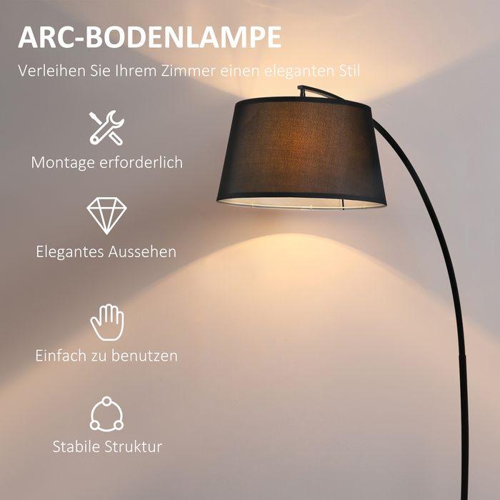 Immagine prodotto Swisshandel24 Stehlampe Wohnzimmer Stehleuchte mit Lampenschirm aus Stoff, Fussschalter (E27)