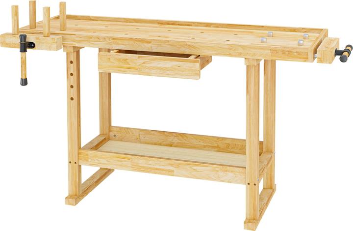 Produktbild Wiltec Werkbank 151x61,5x86cm aus Holz Werktisch 150kg Arbeitstisch Hobelbank (61.50 cm, 151 cm)