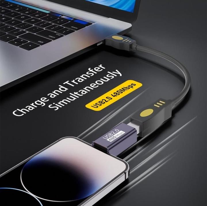 Produktbild PowerGuard USB B 2.0 Buchse auf USB-C 90 Grad Winkel Adapter (USB 2.0)
