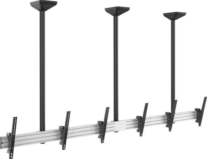 Produktbild equip Pro - Klammer für 3 LCD-Anzeigen - Kunststoff, Aluminium, Stahl - Schwarz, Silbe (Decke, 55", 150 kg)
