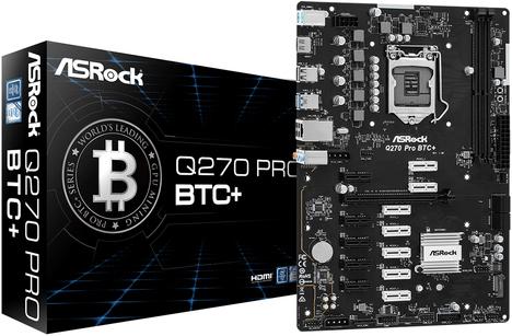 AsRock Q270 Pro Btc+ Mining Motherboard (LGA 1151, Intel Q270, ATX)