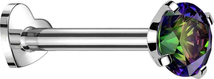Star Piercing Micro Labret Herz Innengewinde silber Kristall dunkel multicolor gefasst (ohne Messing, Titan G23)