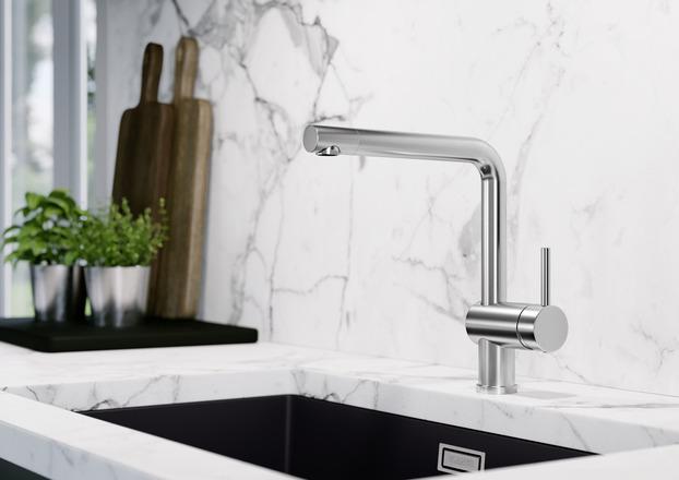 Image du produit Blanco LINUS satin platinum | Haute pression | Clapet anti-retour | Cartouche céramique | Eau sécurisée