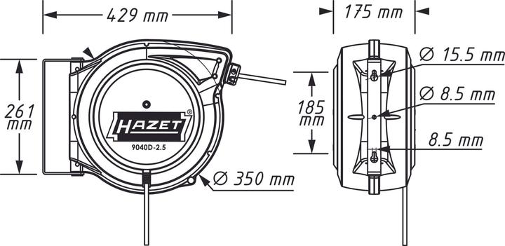 Immagine prodotto HAZET Avvolgicavo elettrico | 9040D-2.5 (20 m, 2.50 mm².)