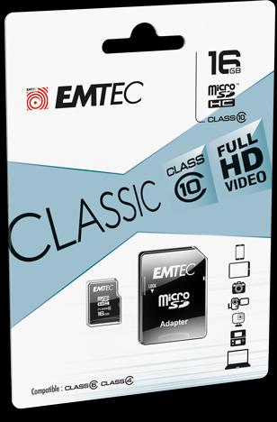 Actual product image Emtec MicroSD Card SDHC CL.10 incl. adapter (16 GB, microSD, U1, UHS-I)