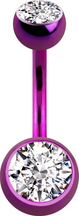 Immagine prodotto Star Piercing Banana viola con due sfere di cristallo argento (Acciaio chirurgico 316L, senza ottone)