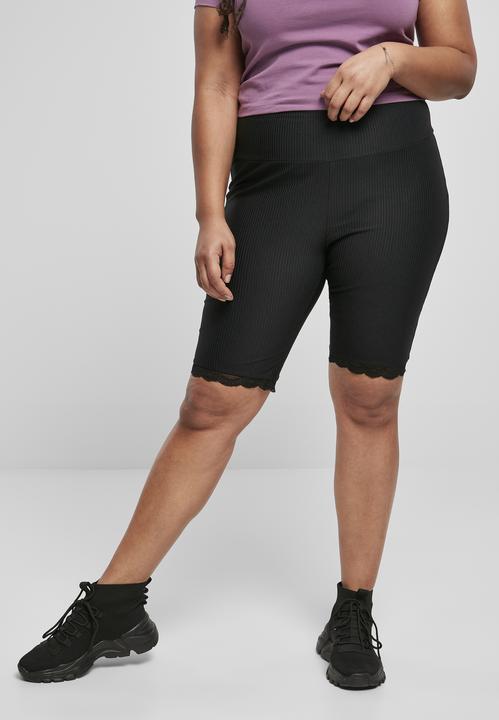Actual product image Urban Classics Ladies High Waist Rib Lace Hem Cycle Shorts (4XL)