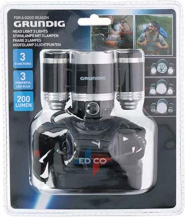 Immagine prodotto Grundig Lampada frontale - 3 luci LED (200 lm)