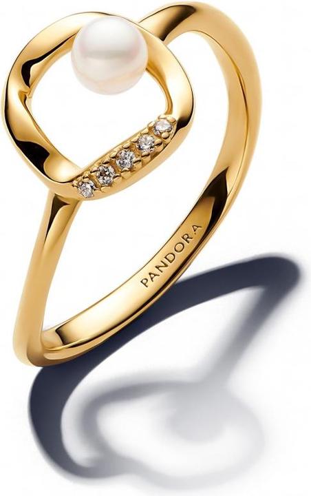 Produktbild Pandora Ring mit organisch geformtem Pavé-Kreis und behandelten Süsswasser-Zuchtperlen (56)