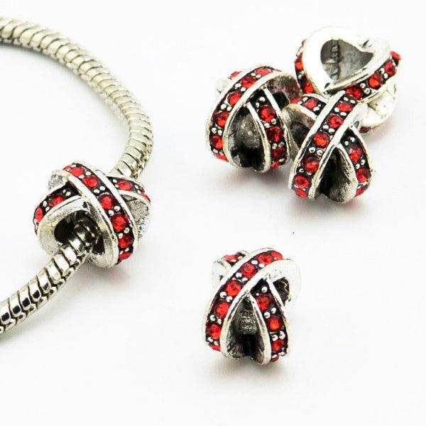 Actual product image Hermex X - Bead silver plated 925 with rhinestones - Silvery Red (Metal alloy)