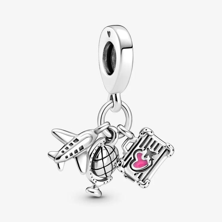 Actual product image Pandora Aeroplane, globe and suitcase (Silver 925)