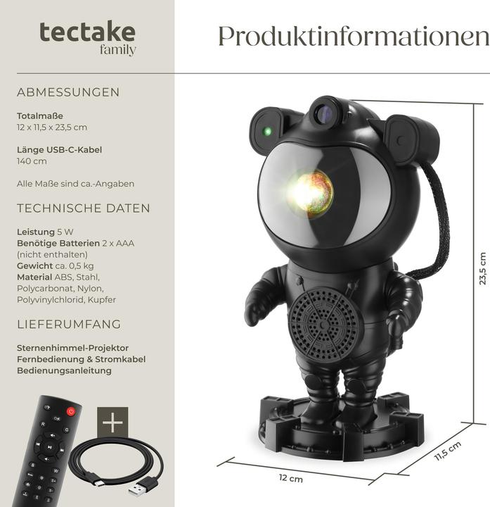 Actual product image tectake LED Starry Sky Projector Astronaut - with Bluetooth and remote control