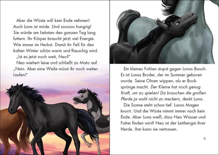 Actual product image Loewe Wildpferde - mutig und frei (Band 3) - Flucht in die Berge (German, Sabine Giebken, Tobias Goldschalt, Loewe First Self-Reading, 2024)