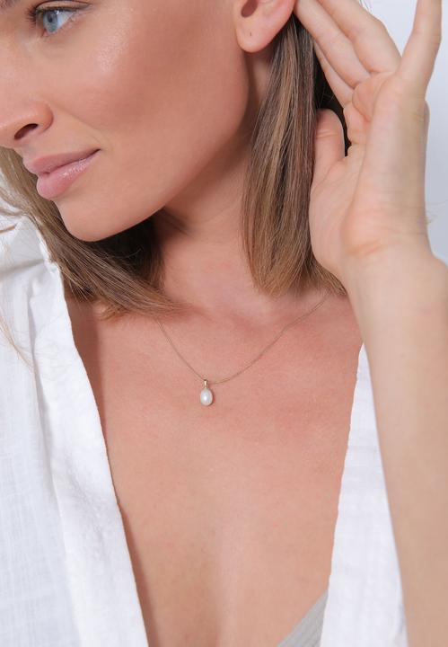 Image du produit Elli perle, collier de perles, gouttes (Pas de pierre, Perles de culture d'eau douce, Argent 925 sterling plaqué or, 45 cm)
