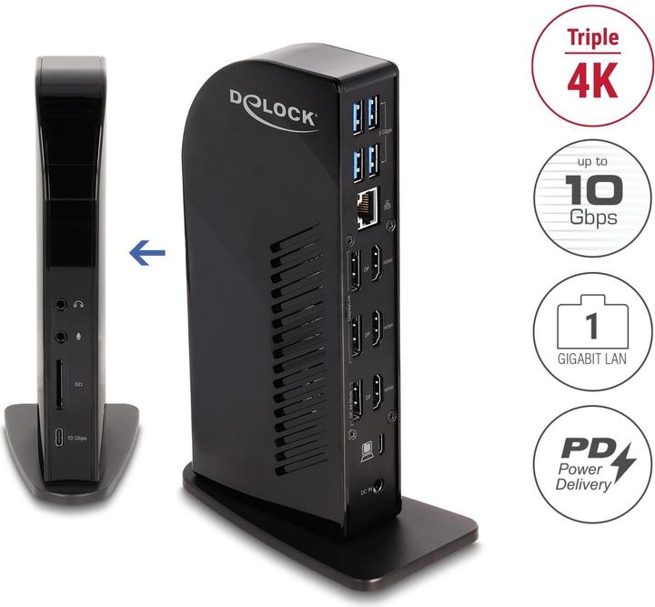 Actual product image Delock USB Type-C Triple Display Docking Station with DisplayL (USB-C, 5 Ports)