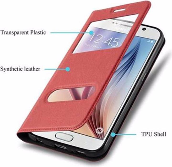 Actual product image Cadorabo Book with View double window cover (Samsung Galaxy S6)