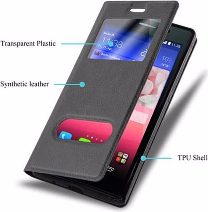 Actual product image Cadorabo Book with View double window cover (Huawei Ascend P7)