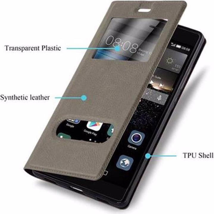 Actual product image Cadorabo Book with View double window cover (Huawei P8)