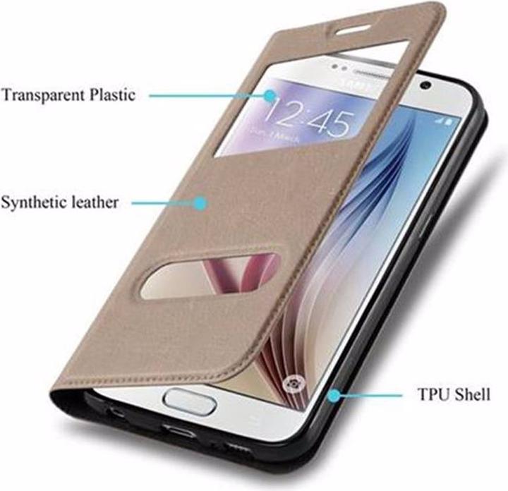 Actual product image Cadorabo Book with View double window cover (Samsung Galaxy S6)