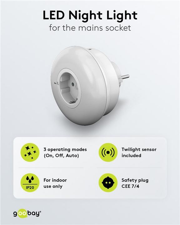 Actual product image Goobay LED night light for the socket