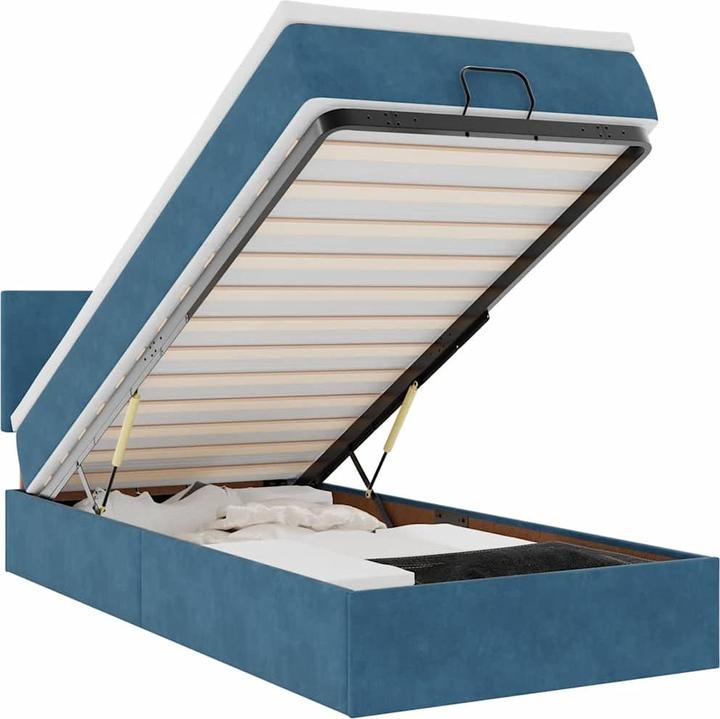 Produktbild VidaXL Ottoman-Bett mit Matratze Dunkelblau 90x200 cm Samt (90 x 200 cm)