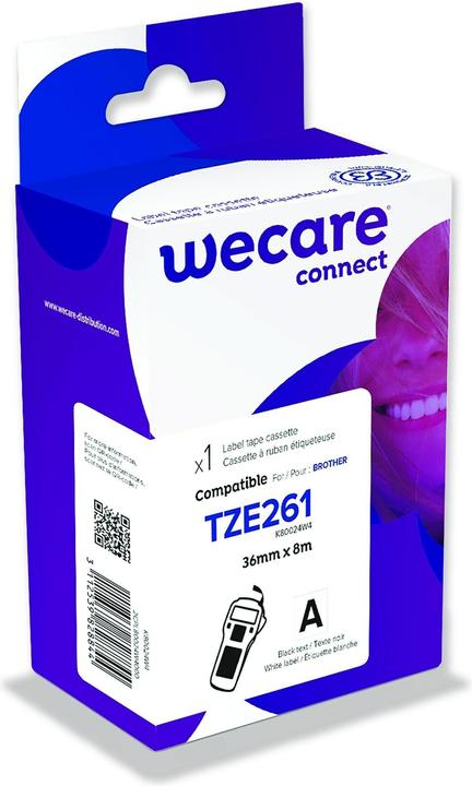 Actual product image Wecare Writing tape compatible with BROTHER TZE-261 black on white (3.60 cm, White)