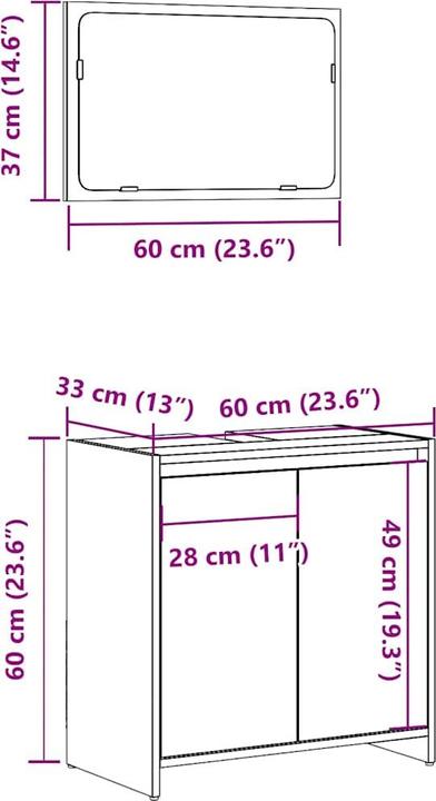 Immagine prodotto VidaXL 2-tlg. Badmöbel-Set Altholz-Optik Holzwerkstoff