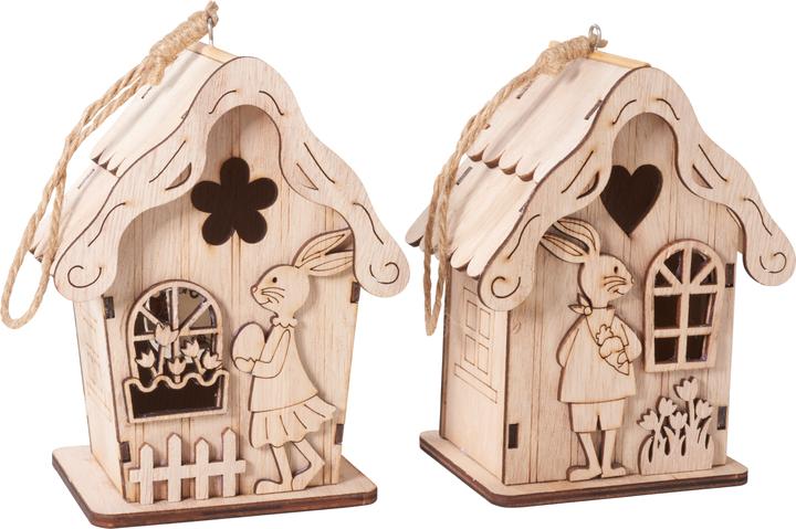 Immagine prodotto VBS Set di costruzioni in legno "Case dei coniglietti", set di 2, 16 pezzi ciascuno con LED