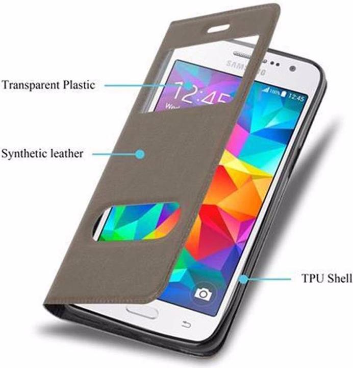 Actual product image Cadorabo Book with View double window cover (Samsung Galaxy Grand Prime)