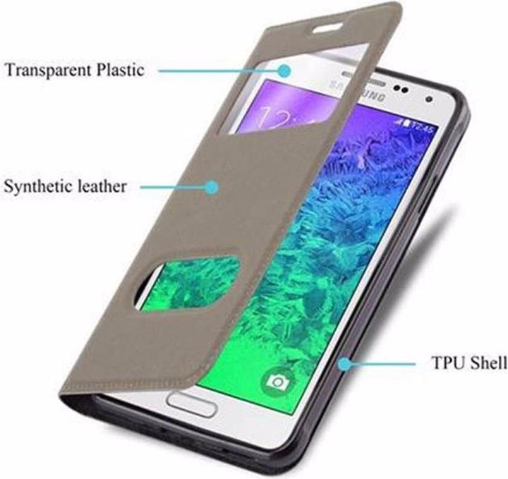 Actual product image Cadorabo Book with View double window cover (Samsung Galaxy Alpha)