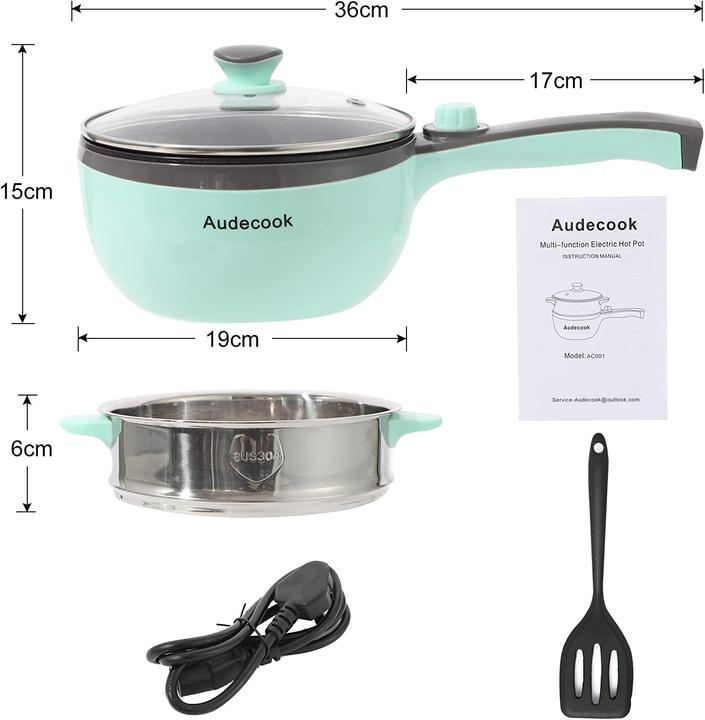 Actual product image Audecook Hot Pot with Steamer, Green