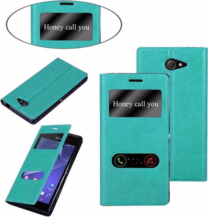 Actual product image Cadorabo Book with View double window cover (Sony Xperia M2, Sony Xperia M2 Aqua)