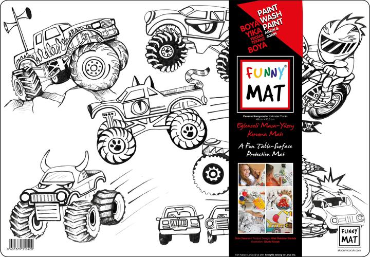 Produktbild Funny Mat Abwaschbare Malmatte Monstertrucks (48 x 33.5 cm)