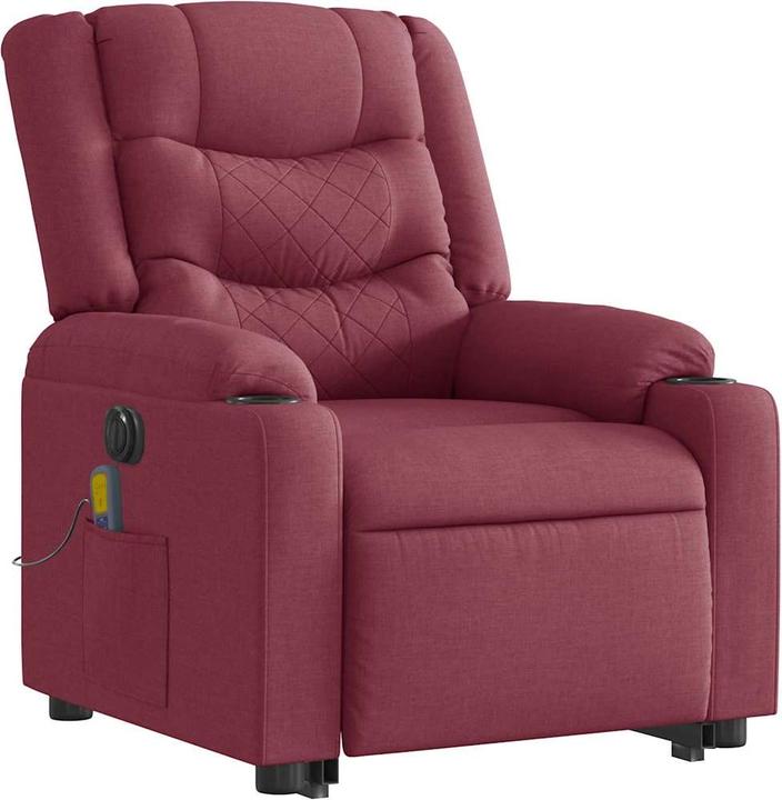 Produktbild VidaXL Elektrischer Massagesessel mit Aufstehhilfe Weinrot Stoff